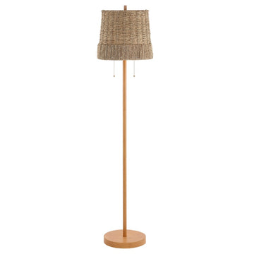Ocata 61" Coastal Bohemian Iron/Rattan LED Floor Lamp with Pull-Chain - JONATHAN Y